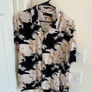All Saints Black and Cream Graphic Shirt